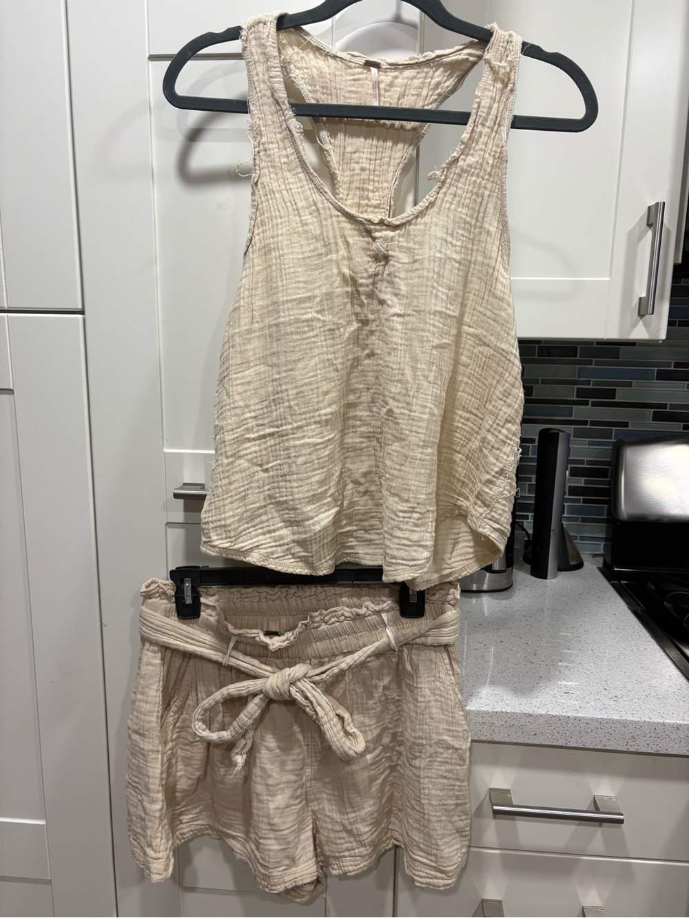 Free People gauzy tank top and shorts two piece set